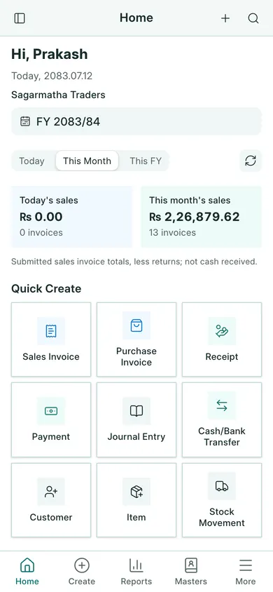 BookPana: sales, purchases, cash flow and profit for the fiscal year, phone layout