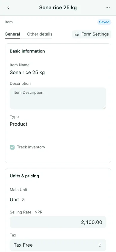 BookPana item details showing fictional demo records, phone layout