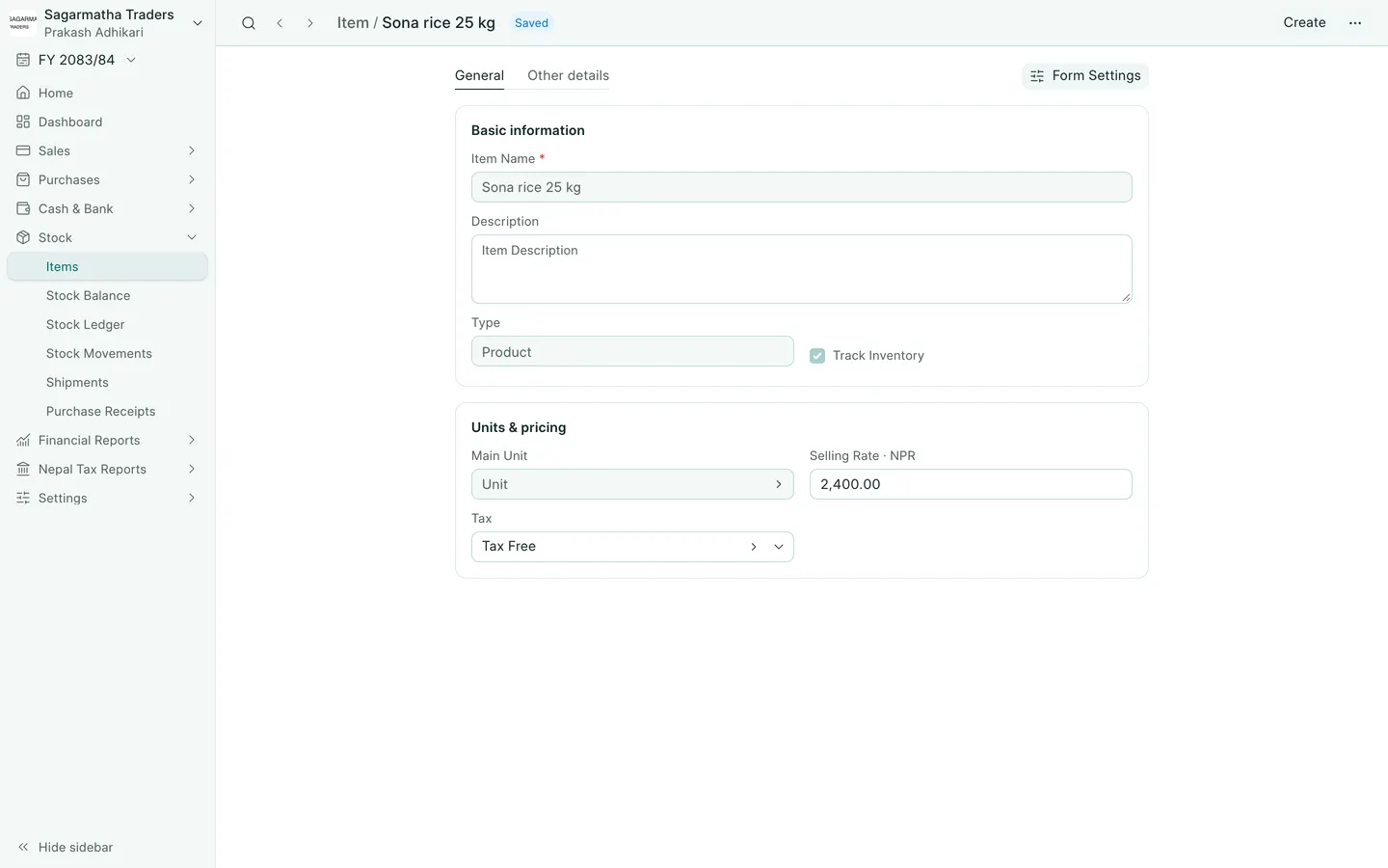 BookPana item details showing fictional demo records, desktop layout